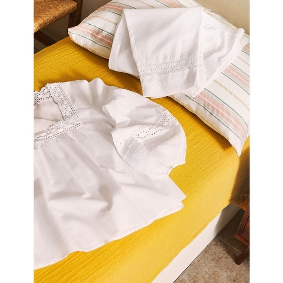 ZARA BNWT Cotton Lace Trim Pajamas Lounge 2pc Coord Set - Picture 2 of 6